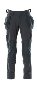 A pair of workwear cargo pants with side pockets.