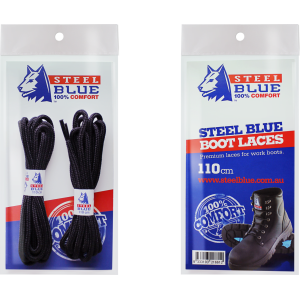steel blue boots laces black 2pk