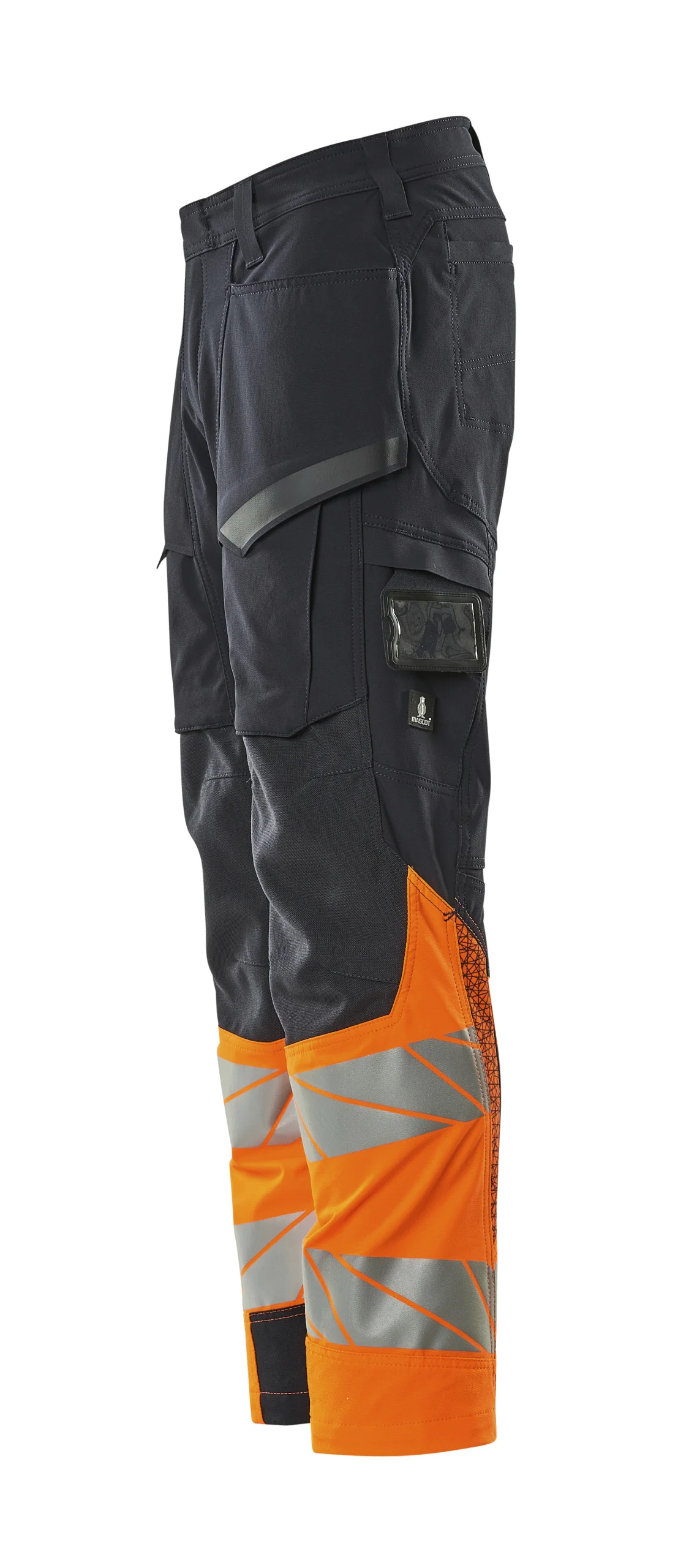 Mascot 19379 Hi Vis Ultimate Stretch Trousers Orange/Navy With Thigh Pockets - Image 2