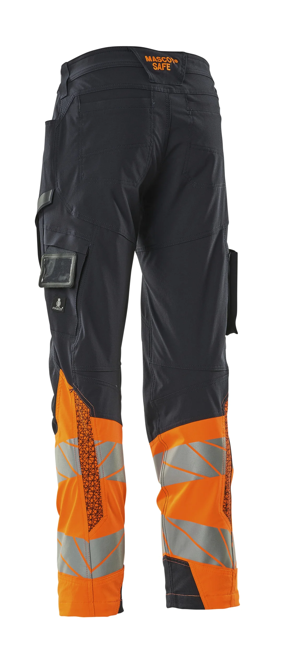 Mascot 19379 Hi Vis Ultimate Stretch Trousers Orange/Navy With Thigh Pockets - Image 3